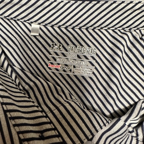 Mens Under Armour Golf Polo Shirt Size 2XL Loose Heatgear Short Sleeve Grey - Picture 3 of 4